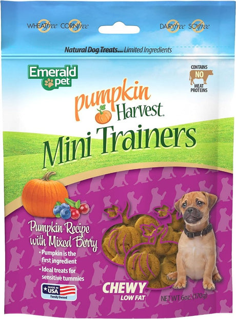 36 oz (6 x 6 oz) Emerald Pet Pumpkin Harvest Mini Trainers with Mixed Berries Chewy Dog Treats