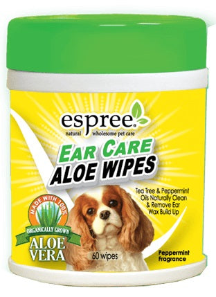 900 count (15 x 60 ct) Espree Ear Care Aloe Wipes for Dogs