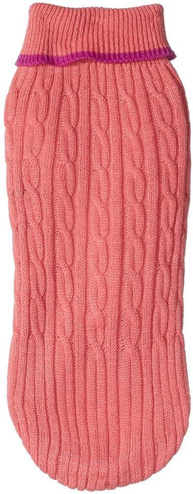 Fashion Pet Classic Cable Knit Dog Sweaters Pink