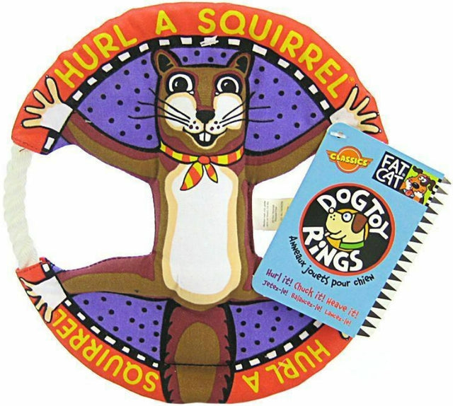 Fat Cat Hurl A Squirrel Dog Toy Rings Assorted Characters - PetMountain.com