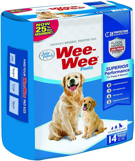 42 count (3 x 14 ct) Four Paws Original Wee Wee Pads Floor Armor Leak-Proof System for All Dogs and Puppies
