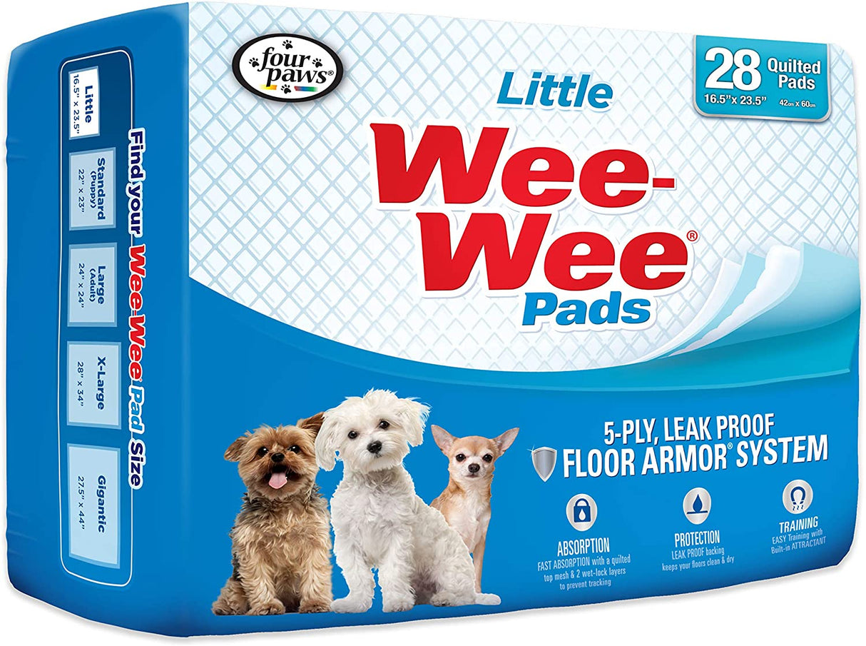 112 count (4 x 28 ct) Four Paws Little Wee Wee Pads