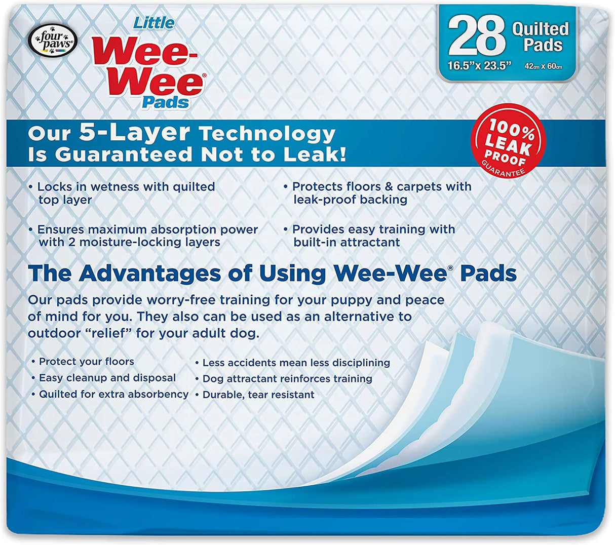112 count (4 x 28 ct) Four Paws Little Wee Wee Pads