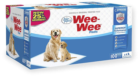 100 count (box) Four Paws Original Wee Wee Pads Floor Armor Leak-Proof System for All Dogs and Puppies
