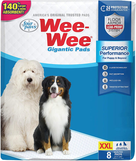 32 count (4 x 8 ct) Four Paws Gigantic Wee Wee Pads