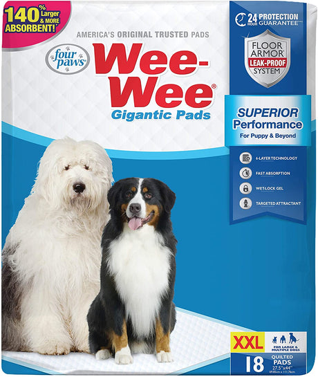 36 count (2 x 18 ct) Four Paws Gigantic Wee Wee Pads