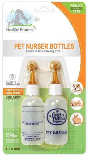 12 count (6 x 2 ct) Four Paws Healthy Promise Pet Nurser Bottles Simulates a Familiar Feeding Process for Puppies, Kittens and Small Animals