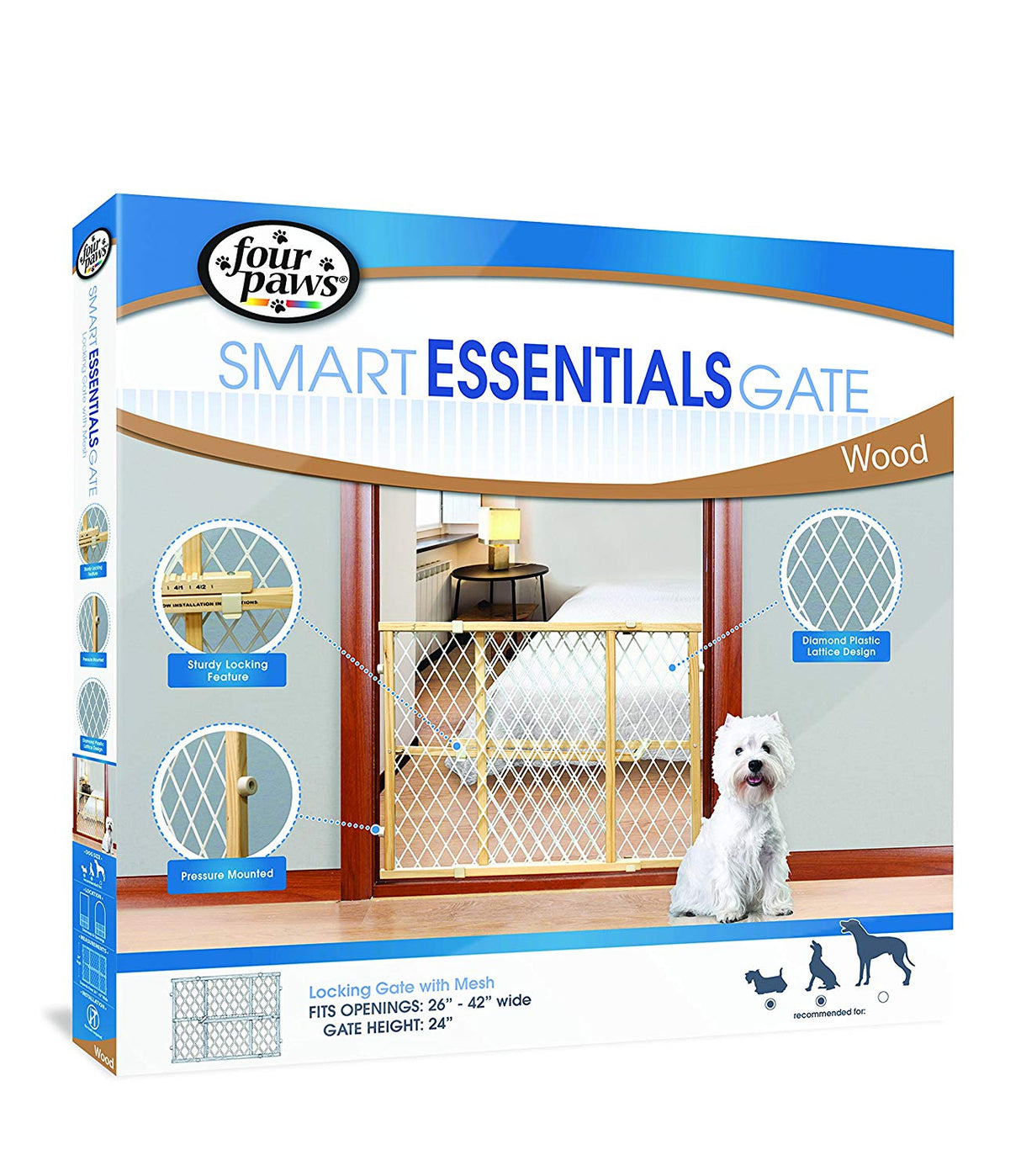 Four Paws Smart Essentials Wood Gate for Pets - PetMountain.com