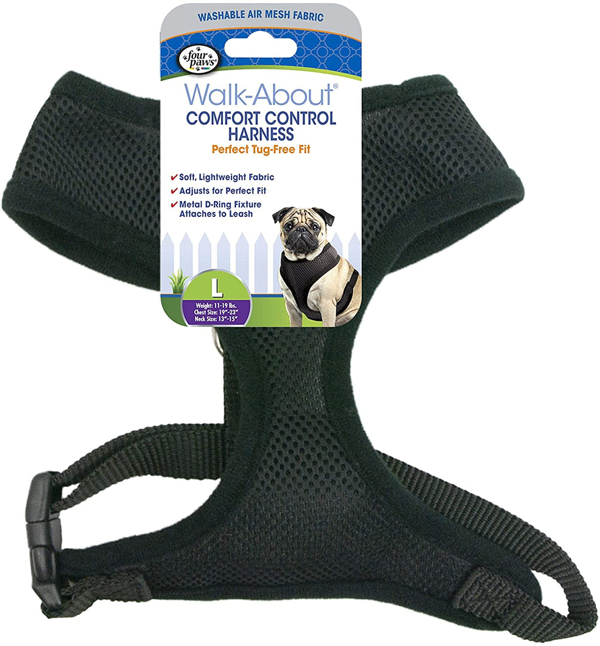 Large - 1 count Four Paws Comfort Control Harness Black