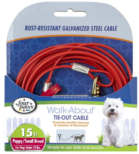 15' long - 8 count Four Paws Walk-About Puppy Tie-Out Cable for Dogs up to 25 lbs