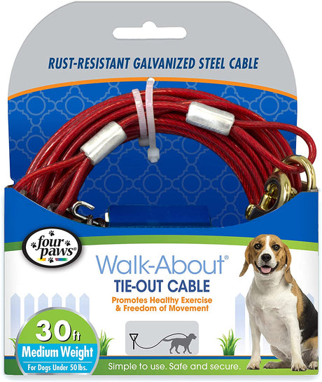 Four Paws Walk About Tie Out Cable Medium Weight for Dogs - PetMountain.com