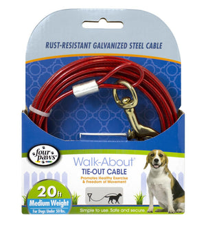 Four Paws Pet Select Walk-About Tie-Out Cable Medium Weight for Dogs up to 50 lbs - PetMountain.com