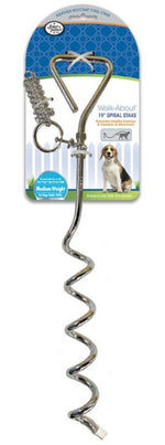 Four Paws Walk About Spiral Tie Out Stake Medium Weight for Dogs - PetMountain.com