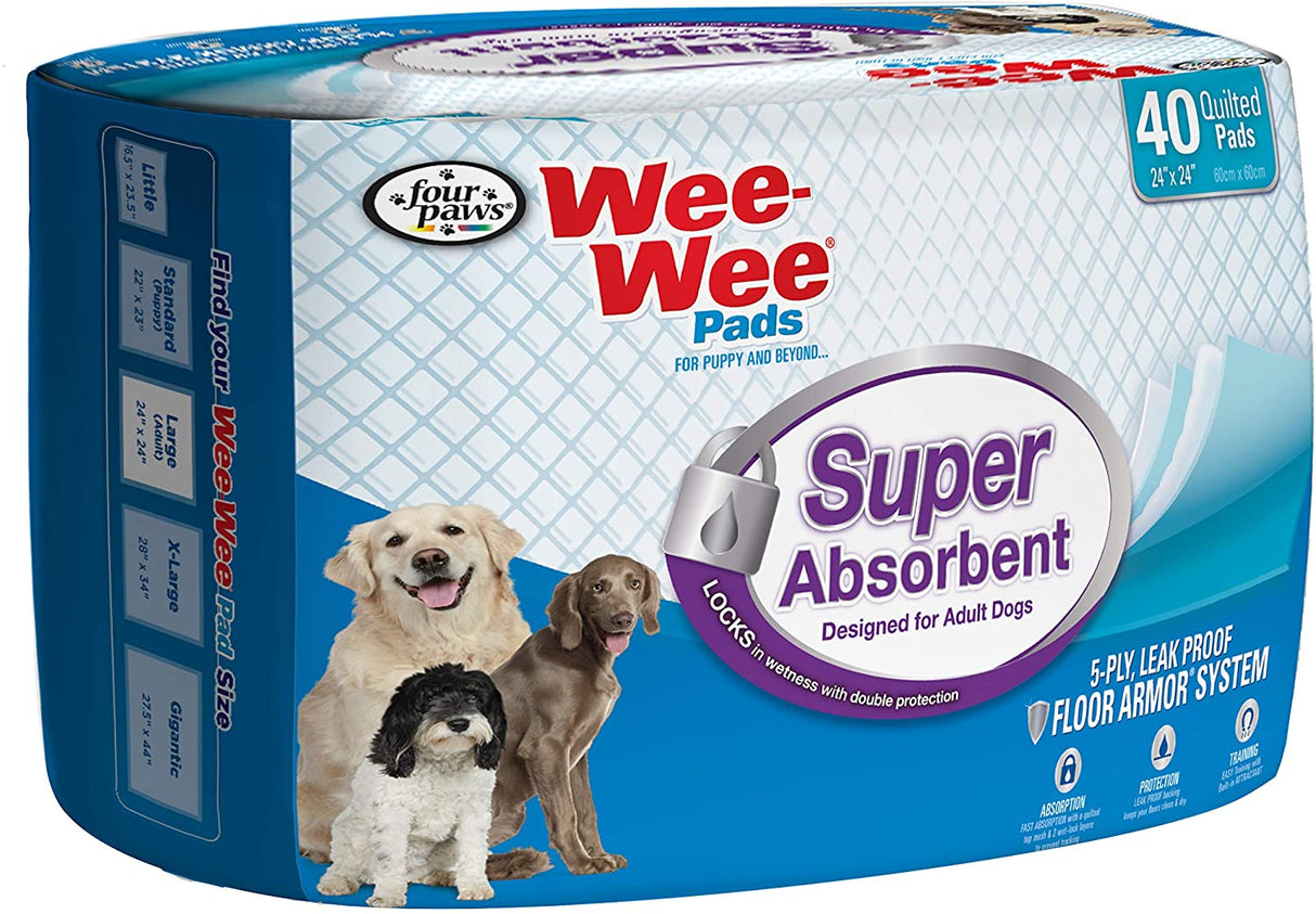40 count Four Paws Wee Wee Pads Super Absorbent