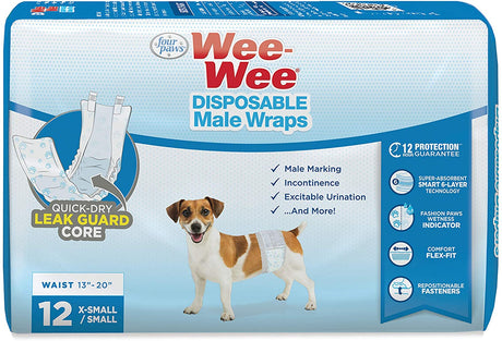Four Paws Wee Wee Disposable Male Dog Wraps X-Small/Small - PetMountain.com