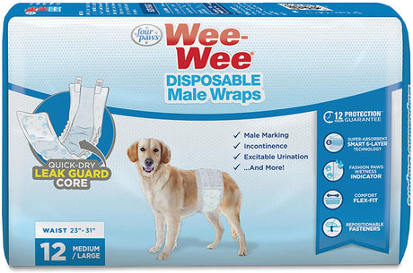 Four Paws Wee Wee Disposable Male Dog Wraps Medium/Large - PetMountain.com