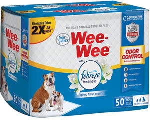 100 count (2 x 50 ct) Four Paws Wee Wee Odor Control Pads with Fabreze Freshness
