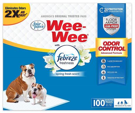 100 count Four Paws Wee Wee Odor Control Pads with Fabreze Freshness