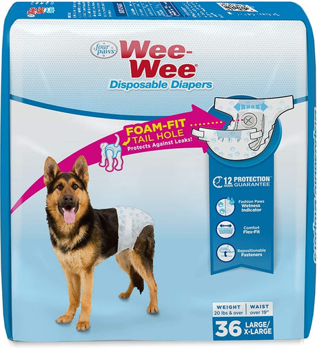 72 count (2 x 36 ct) Four Paws Wee Wee Disposable Diapers Large