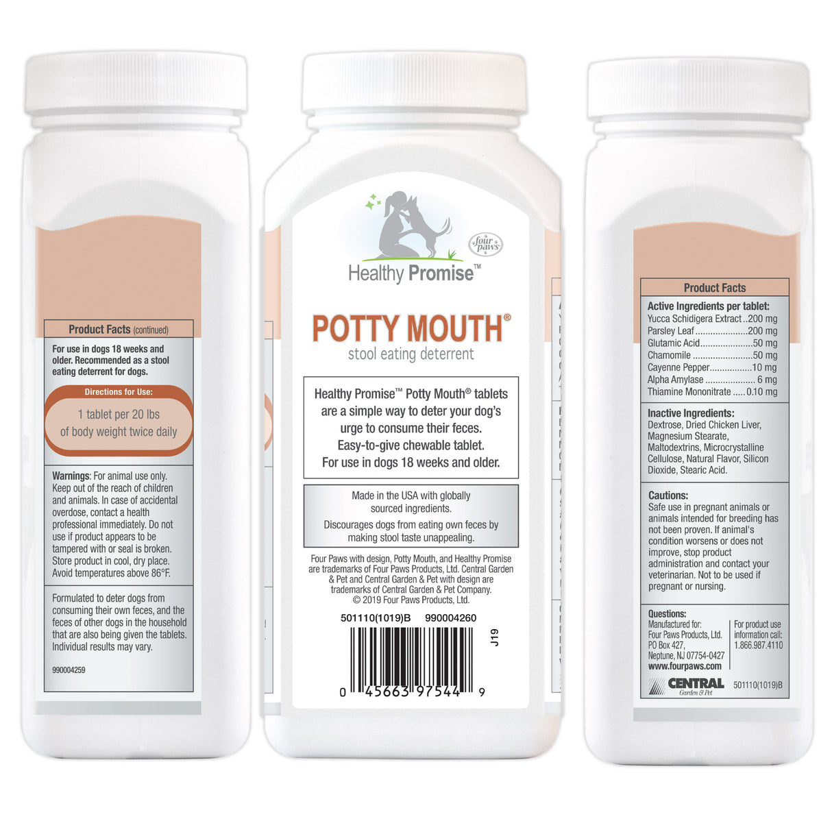 Four Paws Healthy Promise Potty Mouth Supplement for Dogs - PetMountain.com