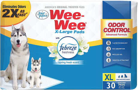 60 count (2 x 30 ct) Four Paws Wee Wee Odor Control Pads with Fabreze Freshness X-Large