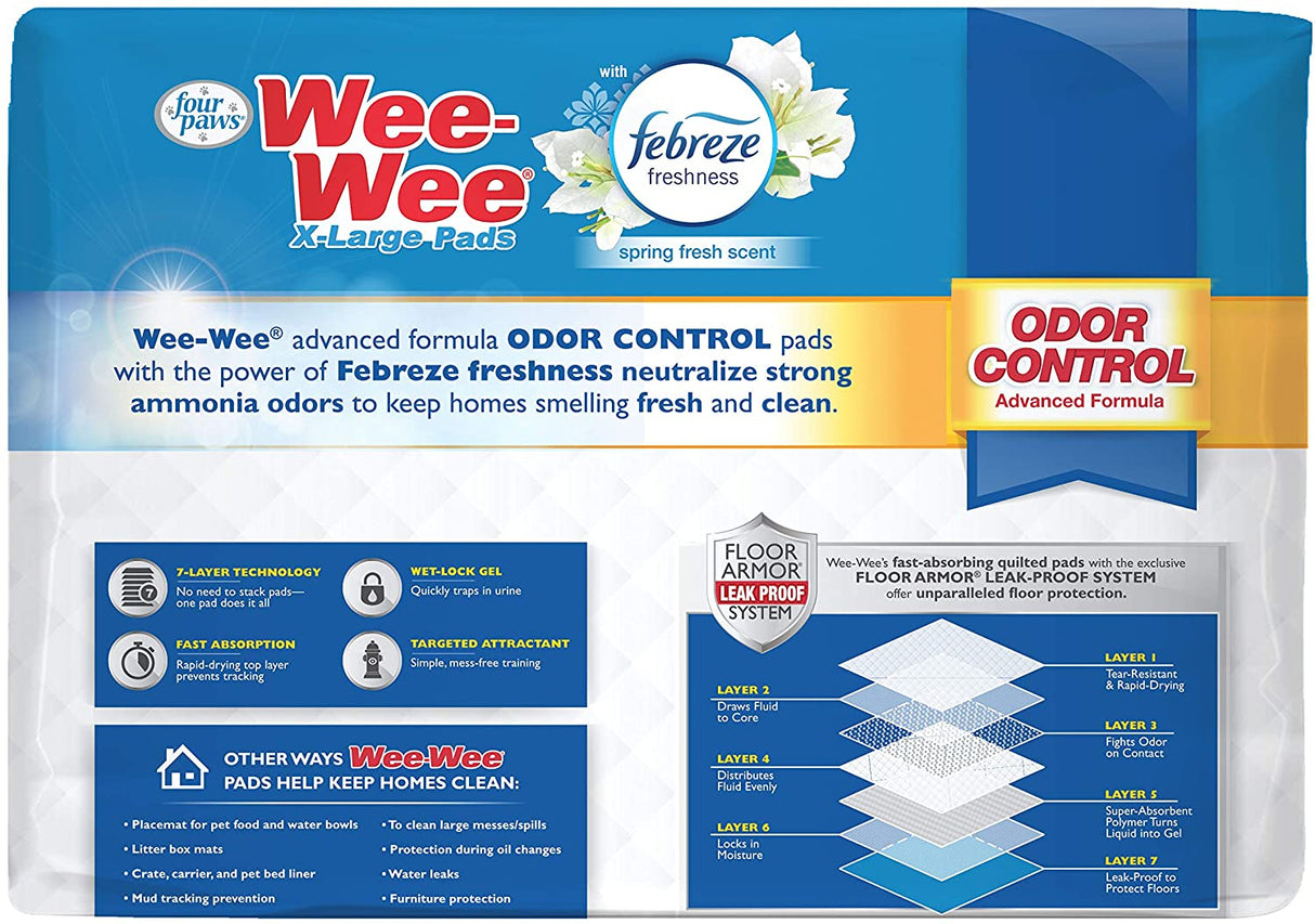 60 count (2 x 30 ct) Four Paws Wee Wee Odor Control Pads with Fabreze Freshness X-Large