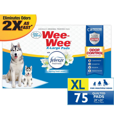 75 count Four Paws Wee Wee Odor Control Pads with Fabreze Freshness X-Large