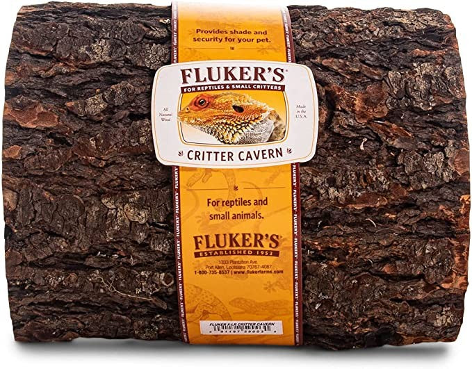 X-Large - 1 count Flukers Critter Cavern Half-Log for Reptiles and Small Animals
