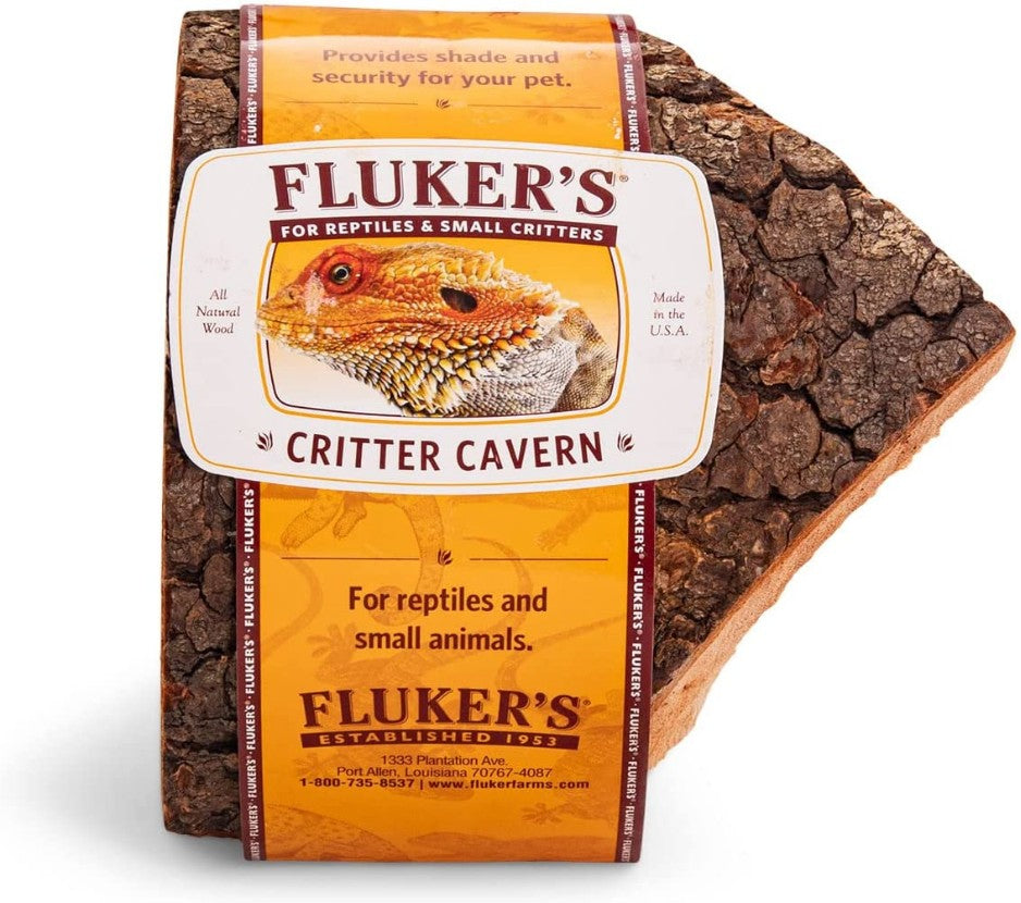 Small - 9 count Flukers Critter Cavern Corner Half-Log for Reptiles and Small Animals