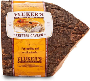 Large - 5 count Flukers Critter Cavern Corner Half-Log for Reptiles and Small Animals