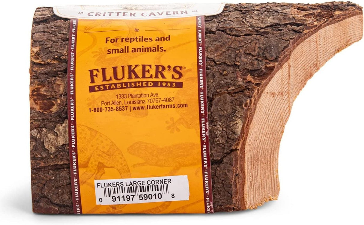 Large - 1 count Flukers Critter Cavern Corner Half-Log for Reptiles and Small Animals