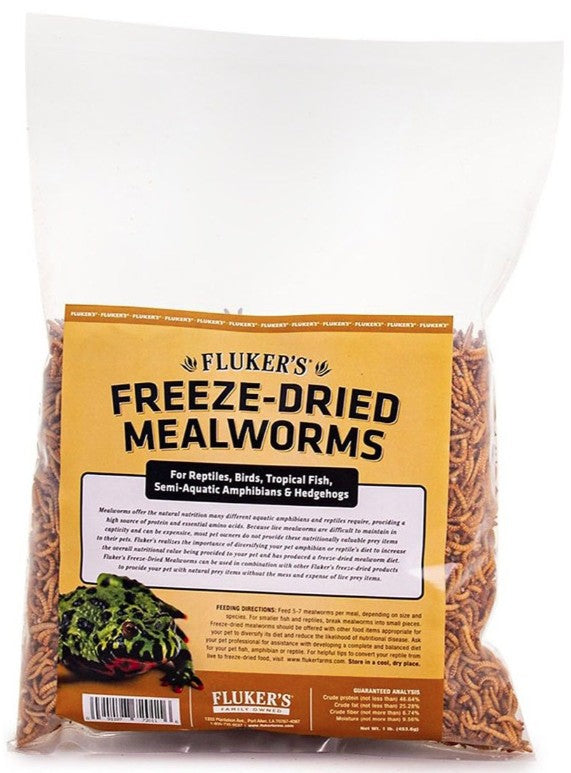 Flukers Freeze-Dried Mealworms for Reptiles, Birds, Tropical Fish, Amphibians and Hedgehogs - PetMountain.com