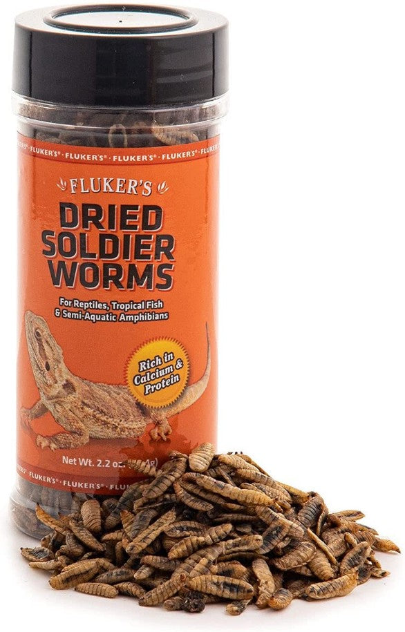 Flukers Dried Soldier Worms for Reptiles, Tropical Fish, Amphibians, Small Animals and Birds - PetMountain.com
