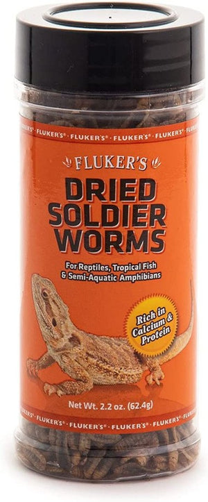 17.6 oz (8 x 2.2 oz) Flukers Dried Soldier Worms for Reptiles, Tropical Fish, Amphibians, Small Animals and Birds