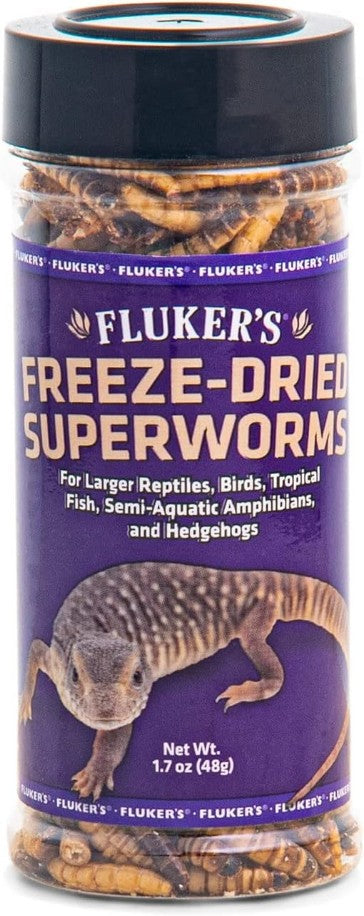 5.1 oz (3 x 1.7 oz) Flukers Freeze Dried Superworms for Reptiles