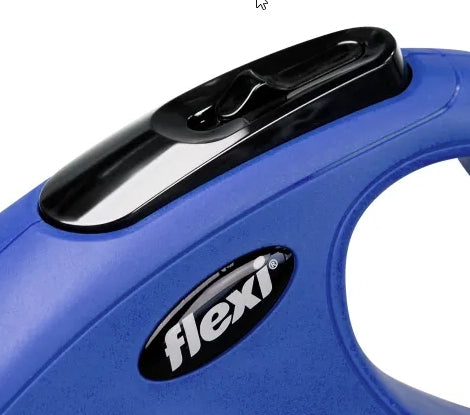 Small - 16' long Flexi New Classic Retractable Tape Leash Blue