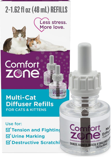 6 count (3 x 2 ct) Comfort Zone Multi-Cat Diffuser Refills For Cats and Kittens