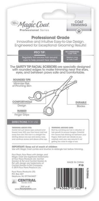 Four Paws Magic Coat Professional Safety Tip Facial Dog Grooming Scissors - PetMountain.com