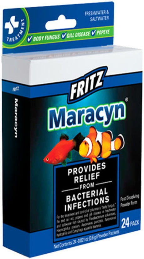 60 count (3 x 20 ct) Fritz Aquatics Maracyn Bacterial Treatment Powder for Freshwater and Saltwater Aquariums