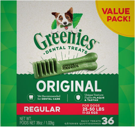 36 count Greenies Regular Dental Dog Treats
