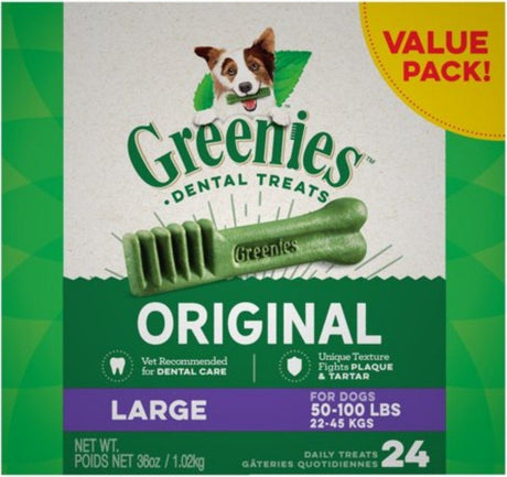 24 count Greenies Large Dental Dog Treats