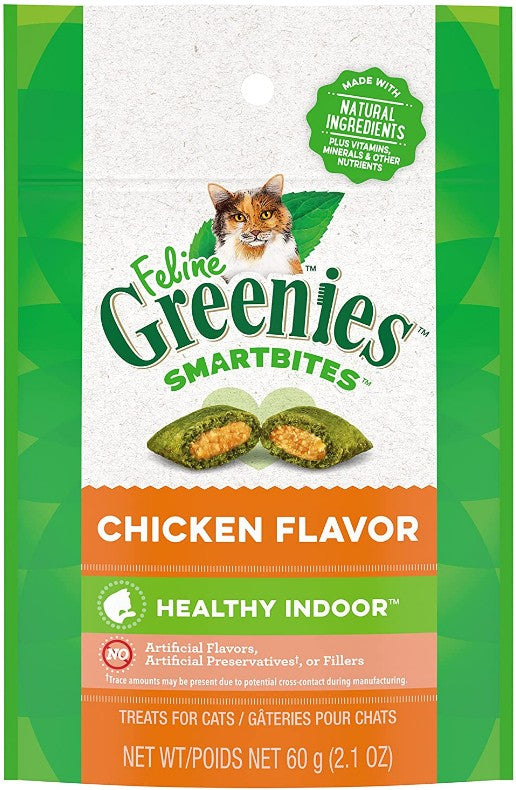 14.7 oz (7 x 2.1 oz) Greenies SmartBites Healthy Indoor Cat Treats Chicken Flavor