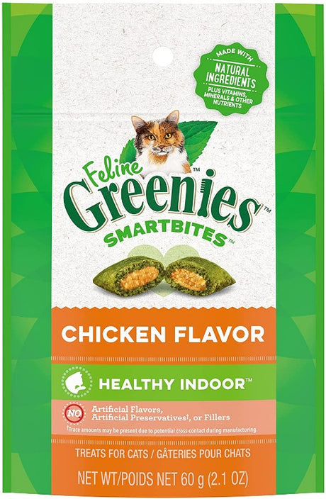 2.1 oz Greenies SmartBites Healthy Indoor Cat Treats Chicken Flavor