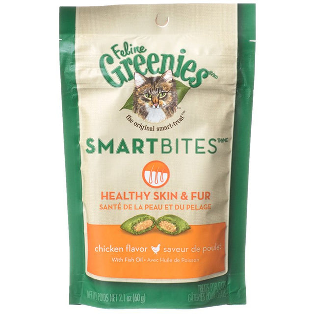 Greenies SmartBites Healthy Skin and Fur Cat Treats Chicken Flavor - PetMountain.com