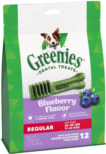 12 count Greenies Regular Dental Dog Treats Blueberry