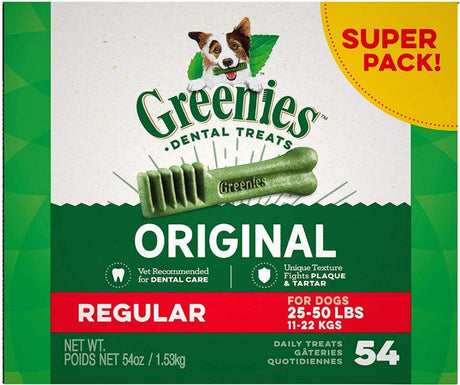 108 count (2 x 54 ct) Greenies Regular Dental Dog Treats
