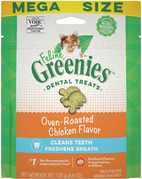 4.6 oz Greenies Feline Natural Dental Treats Oven Roasted Chicken Flavor