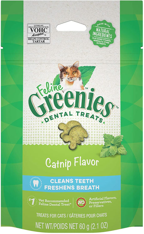 12.60 oz (6 x 2.1 oz) Greenies Feline Natural Dental Treats Catnip Flavor