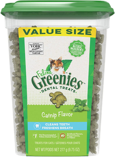 9.75 oz Greenies Feline Natural Dental Treats Catnip Flavor