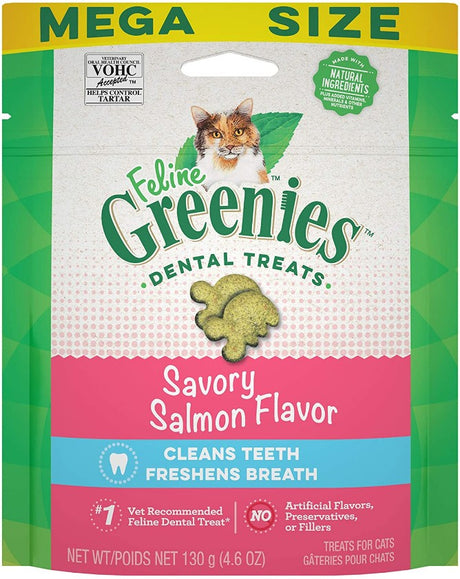 4.6 oz Greenies Feline Natural Dental Treats Tempting Salmon Flavor